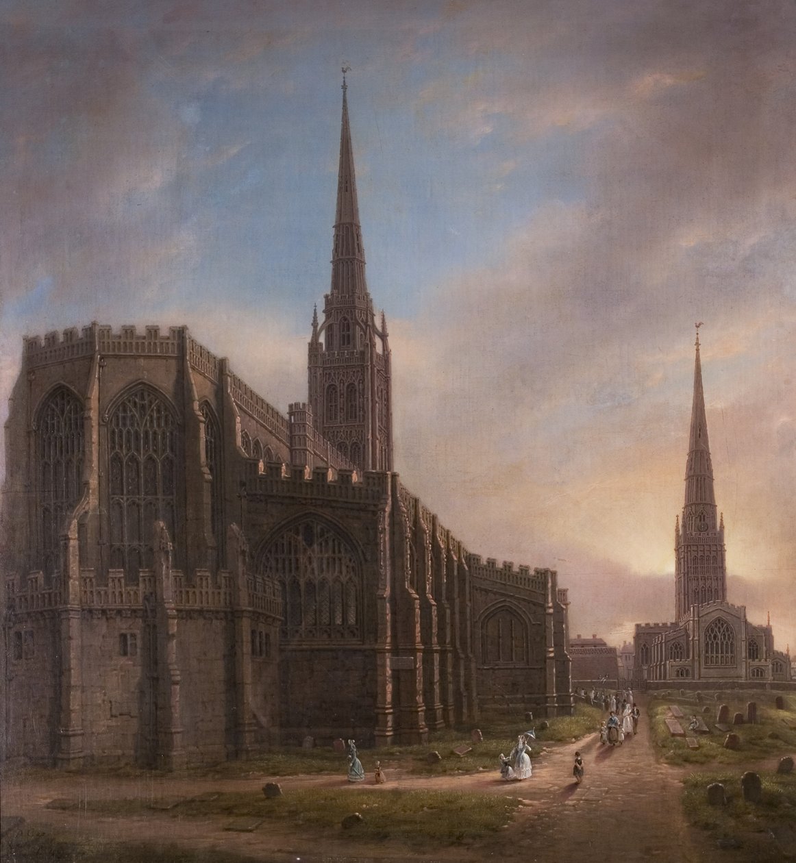 St. Michaels und Heilige Dreifaltigkeitskirchen, von Nordosten, Coventry, 1849 von David Gee