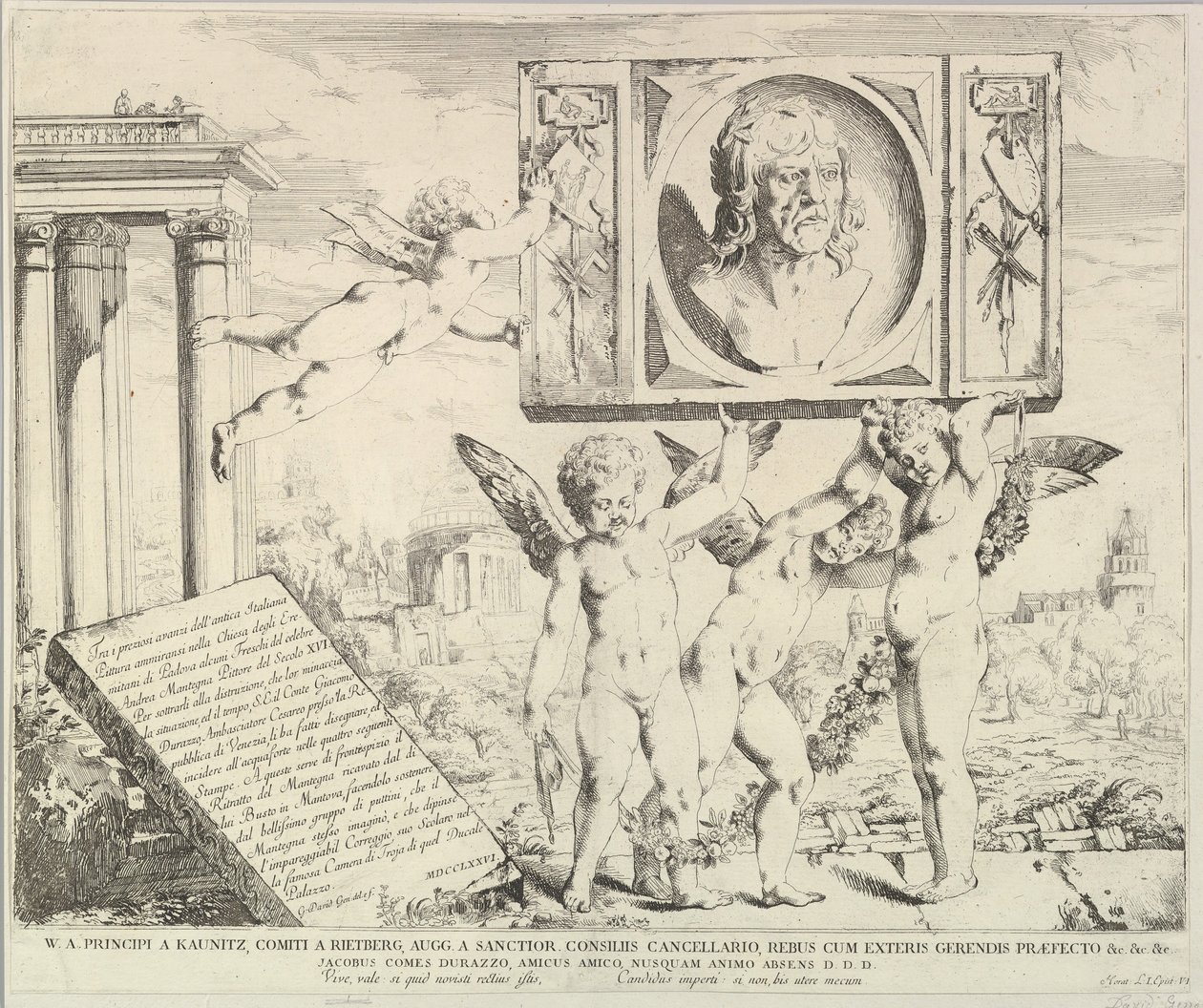 Titelseite: Hommage an Mantegna, aus Die Geschichte der Heiligen Jakob und Christophorus im Ere von David Giovanni