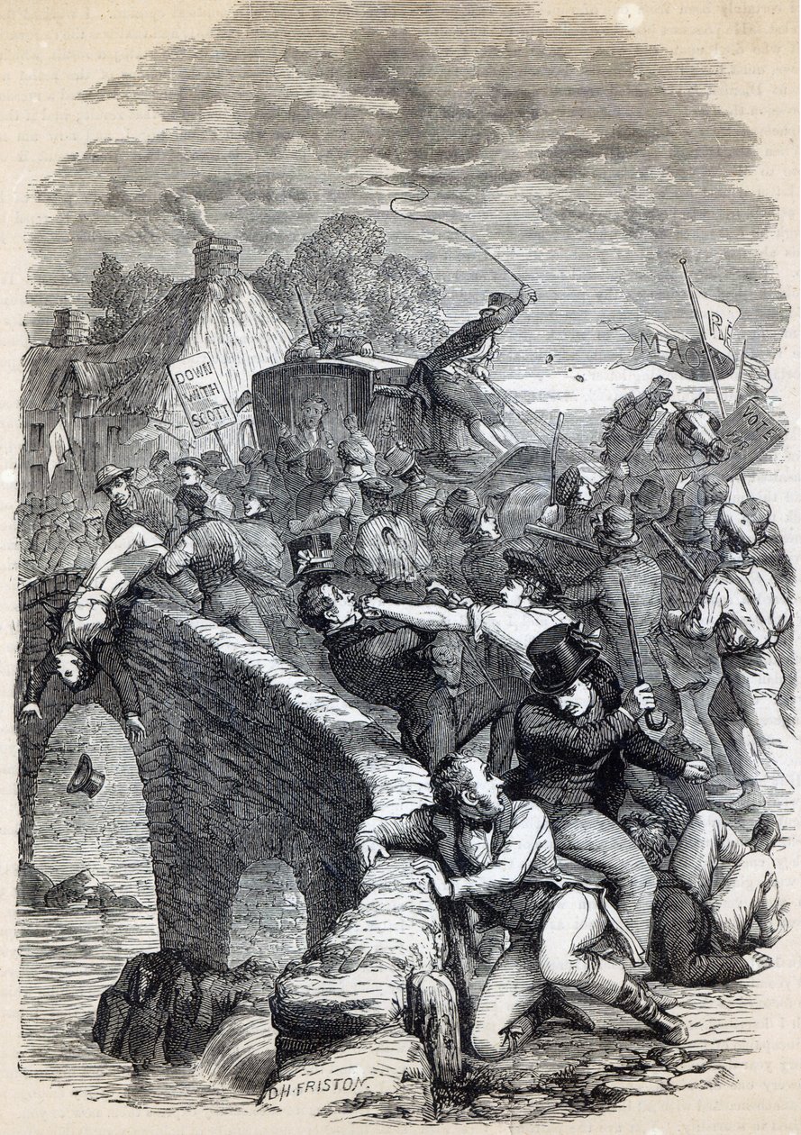 Wahlunruhen in Hawick, 1837, Illustration aus 