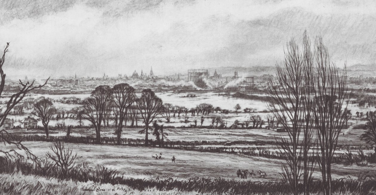 Oxford: Überflutete Wiesen von Ferry Hinksey von David Muirhead (after) Bone