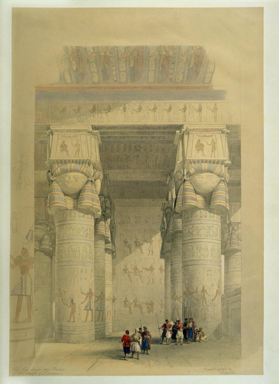 Unter dem Portikus des Tempels in Dendera von David Roberts