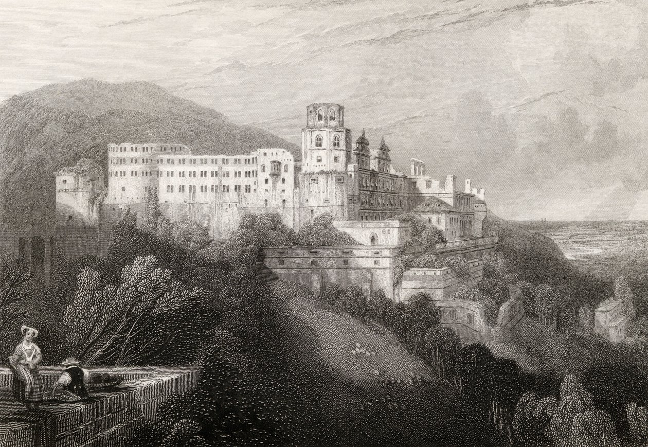 Heidelberger Schloss, Heidelberg (graviert von J.T. Willmore in 