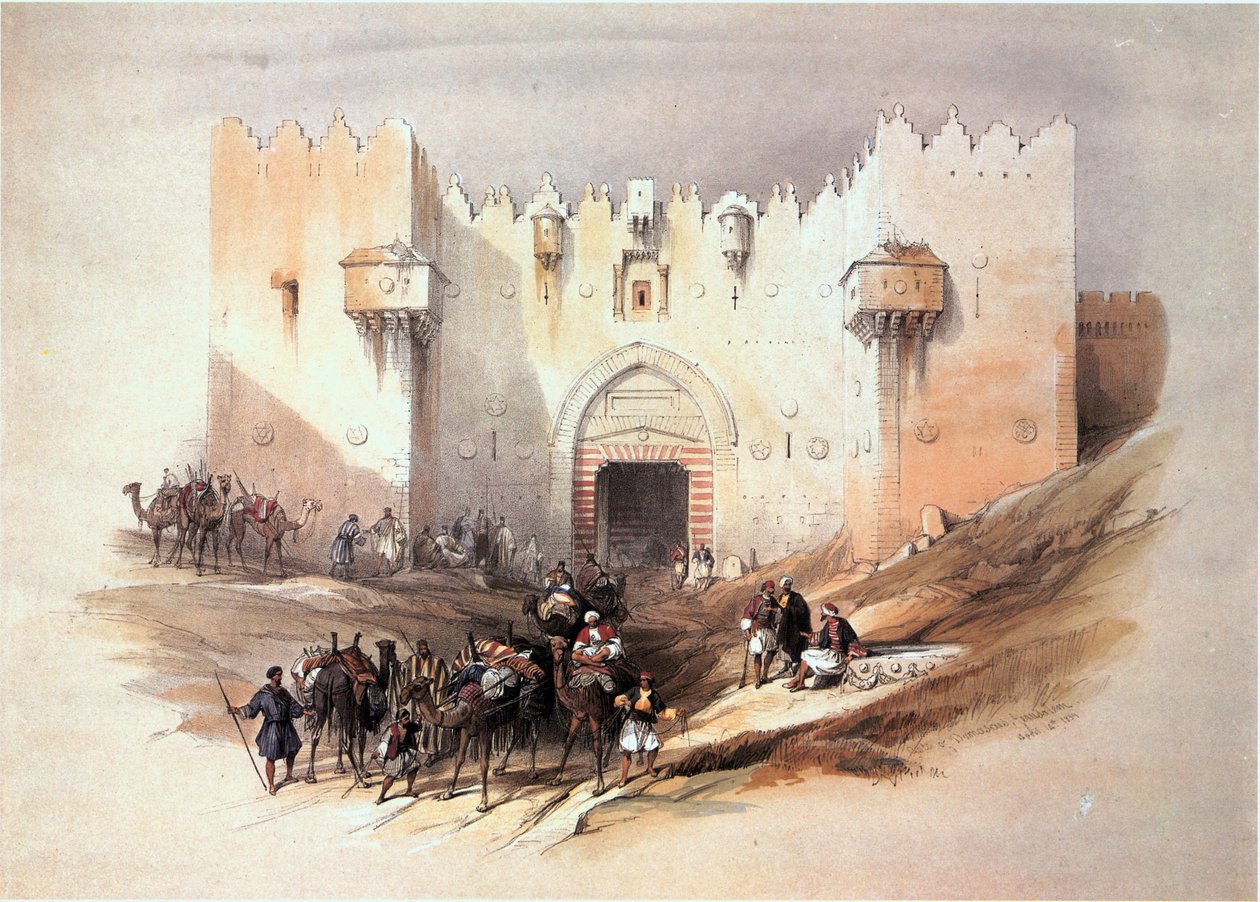 Im Heiligen Land: Jerusalem, das Damaskustor (Gravur) von David Roberts