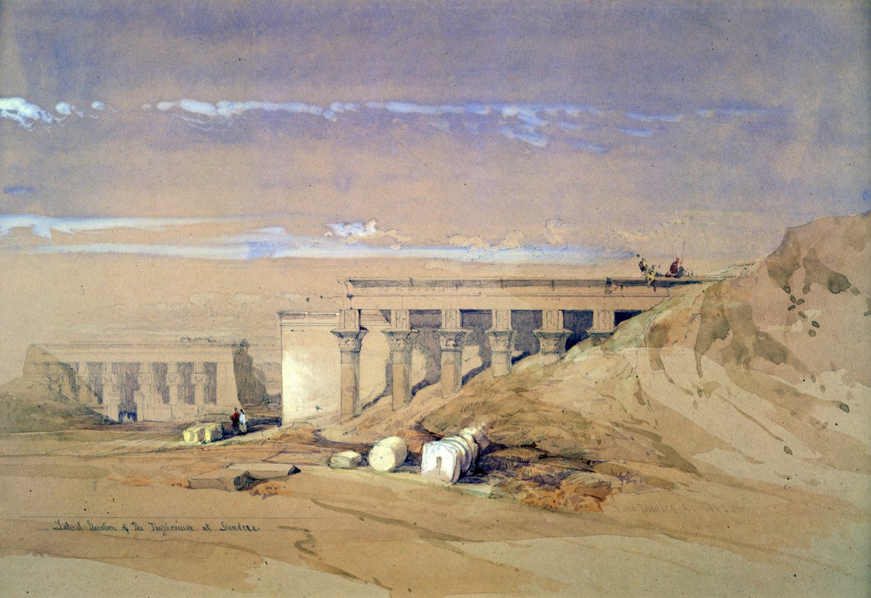 Seitenansicht des Tempels namens Typhonaeum in Dendera, Ägypten, 19. Jahrhundert von David Roberts