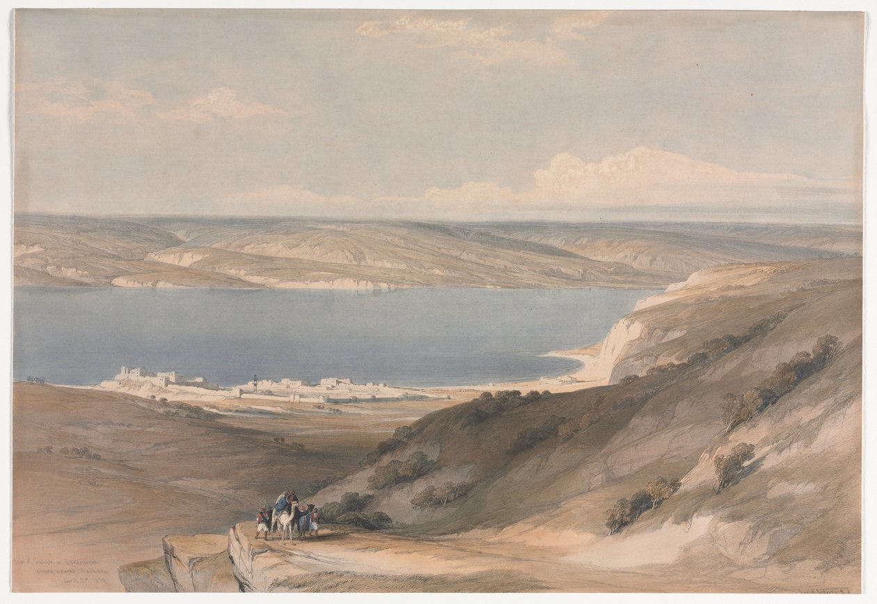 See Genezareth bei Genezareth, Blick Richtung Baschan von David Roberts