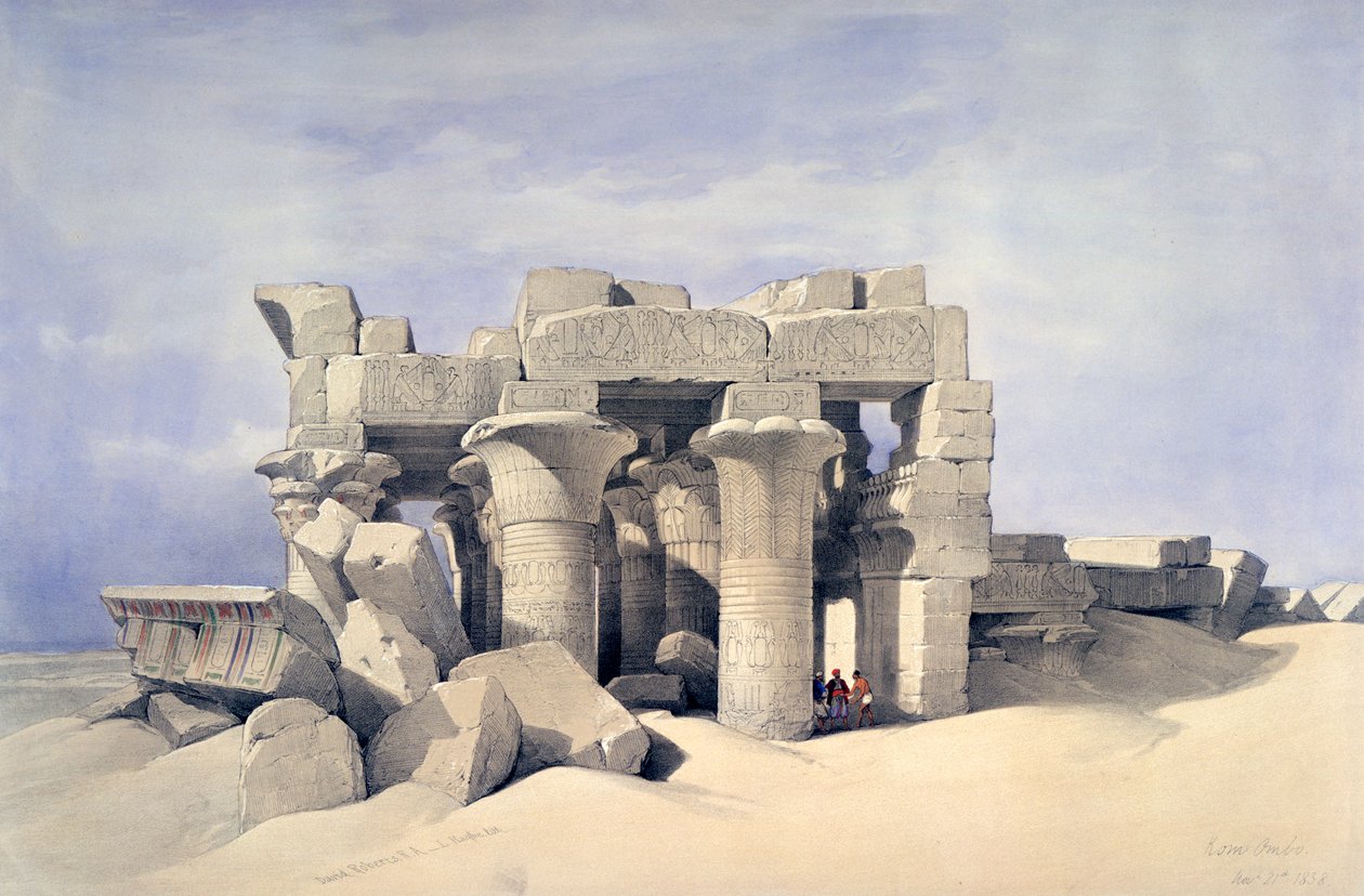 Tempel von Sobek und Haroeris in Kom Ombo, 19. Jahrhundert von David Roberts