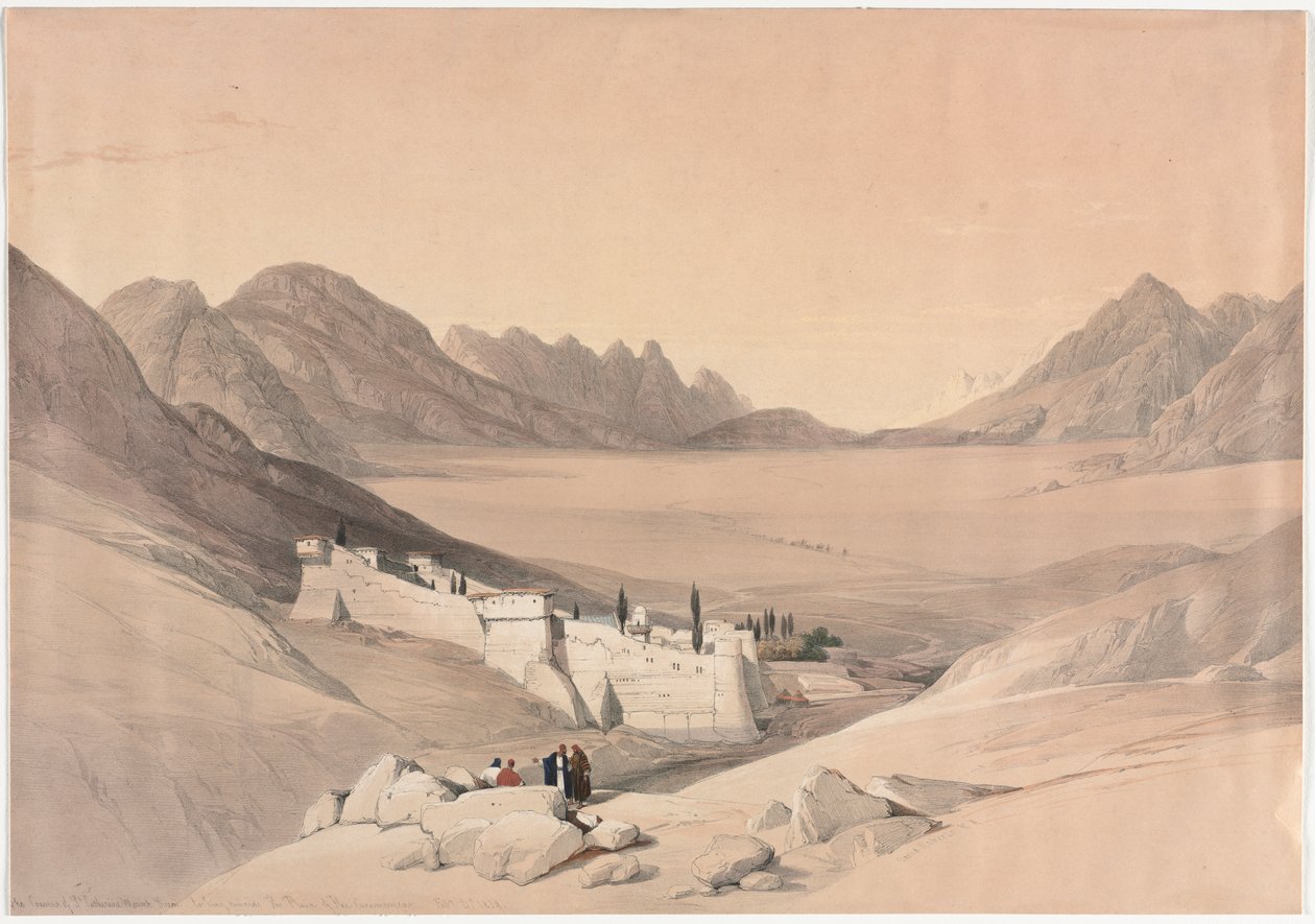 Das Kloster St. Katharina, Berg Sinai, Blick auf die Ebene des Lagers von David Roberts
