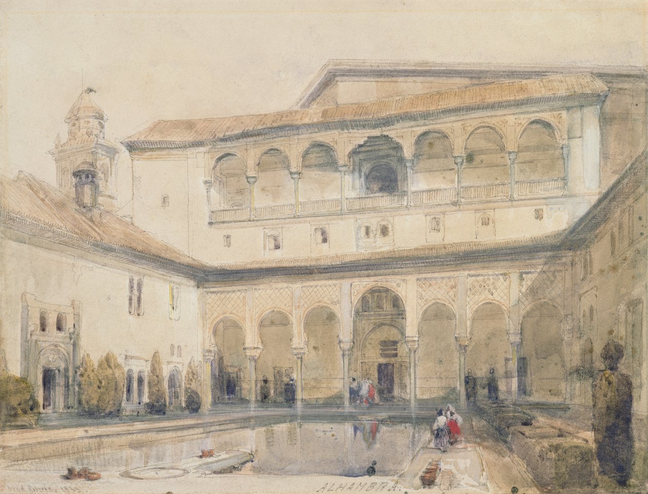 Der Myrtenhof, Alhambra (oder Myrtenhalle, Alhambra) 1833 von David Roberts