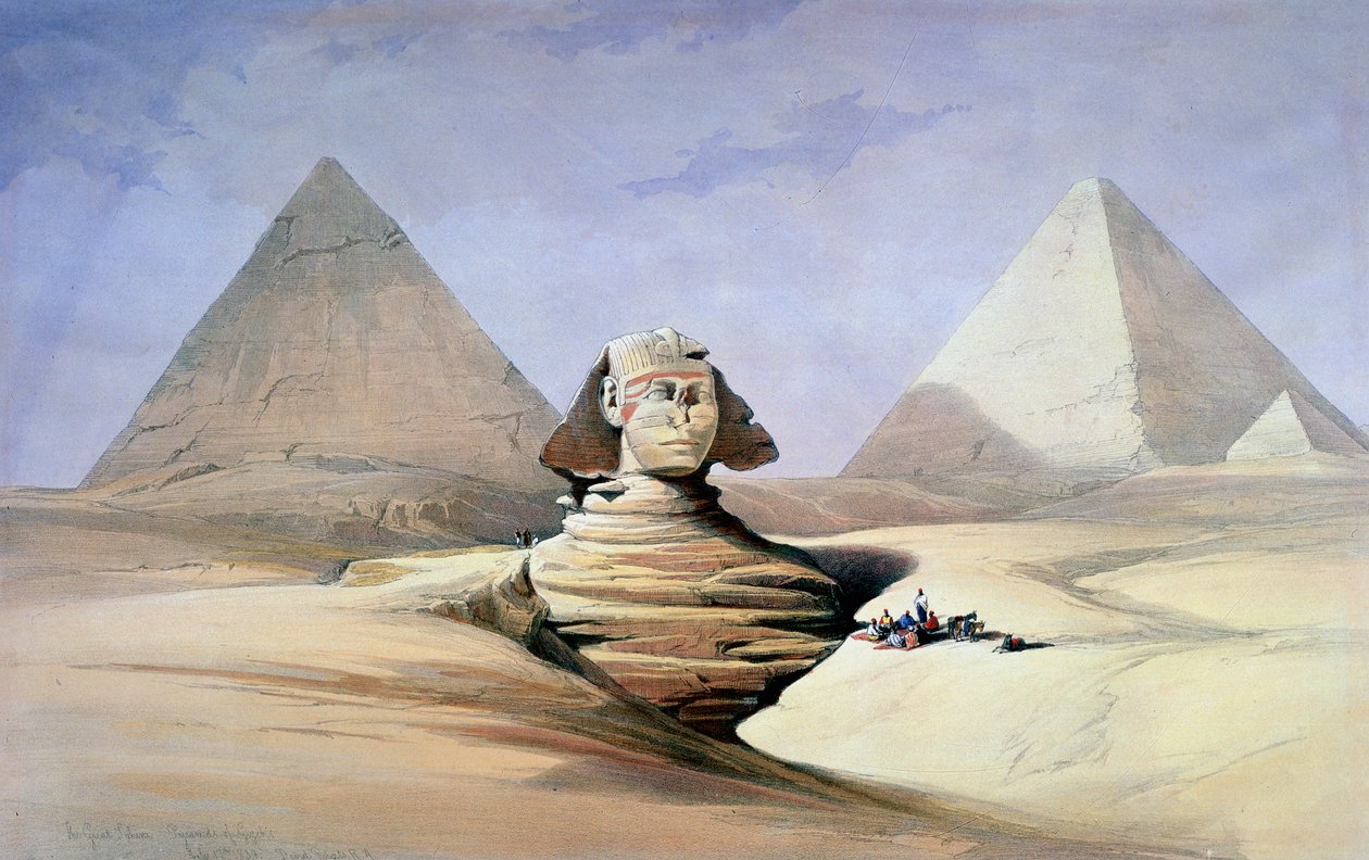Die Große Sphinx und Pyramiden von Gizeh, 1838-1839 von David Roberts