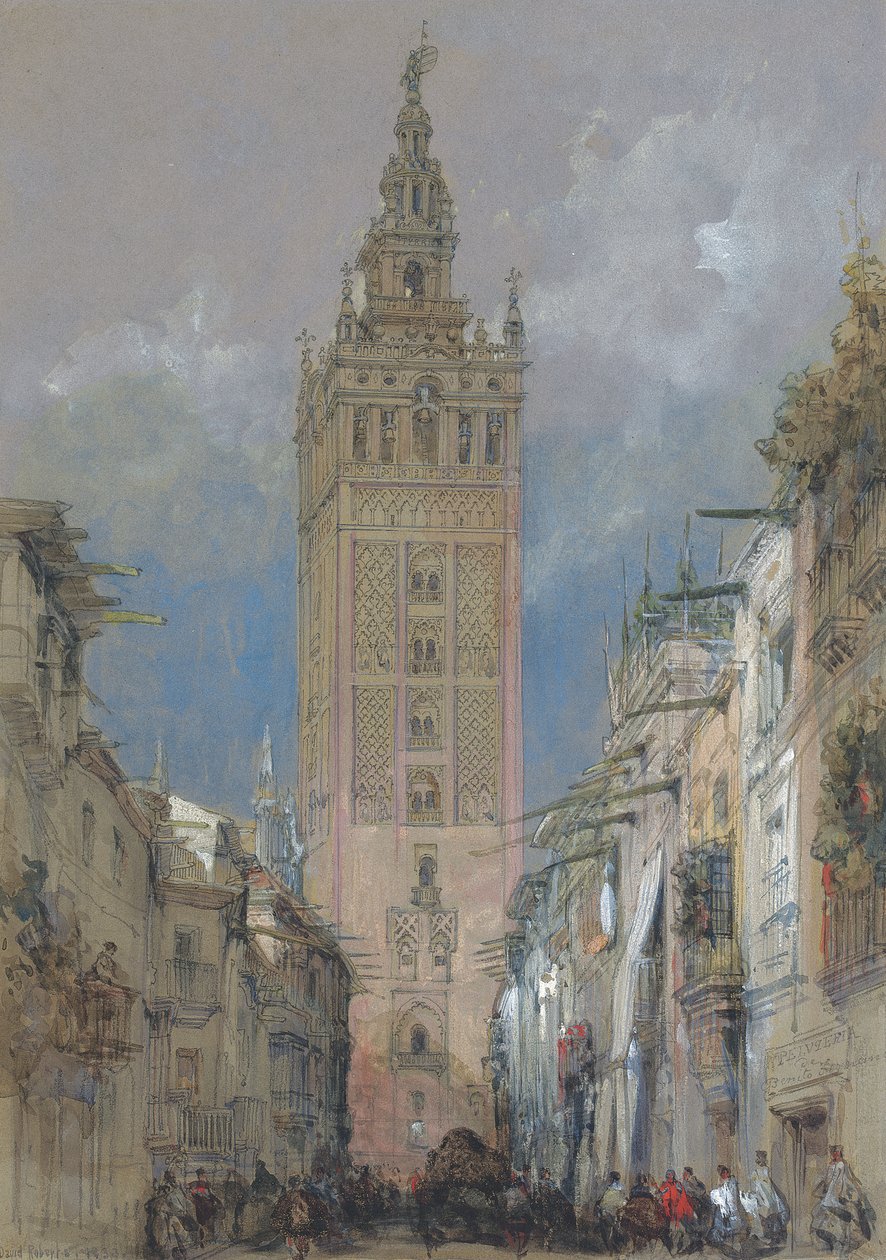 Der maurische Turm in Sevilla, genannt die Giralda, Spanien von David Roberts