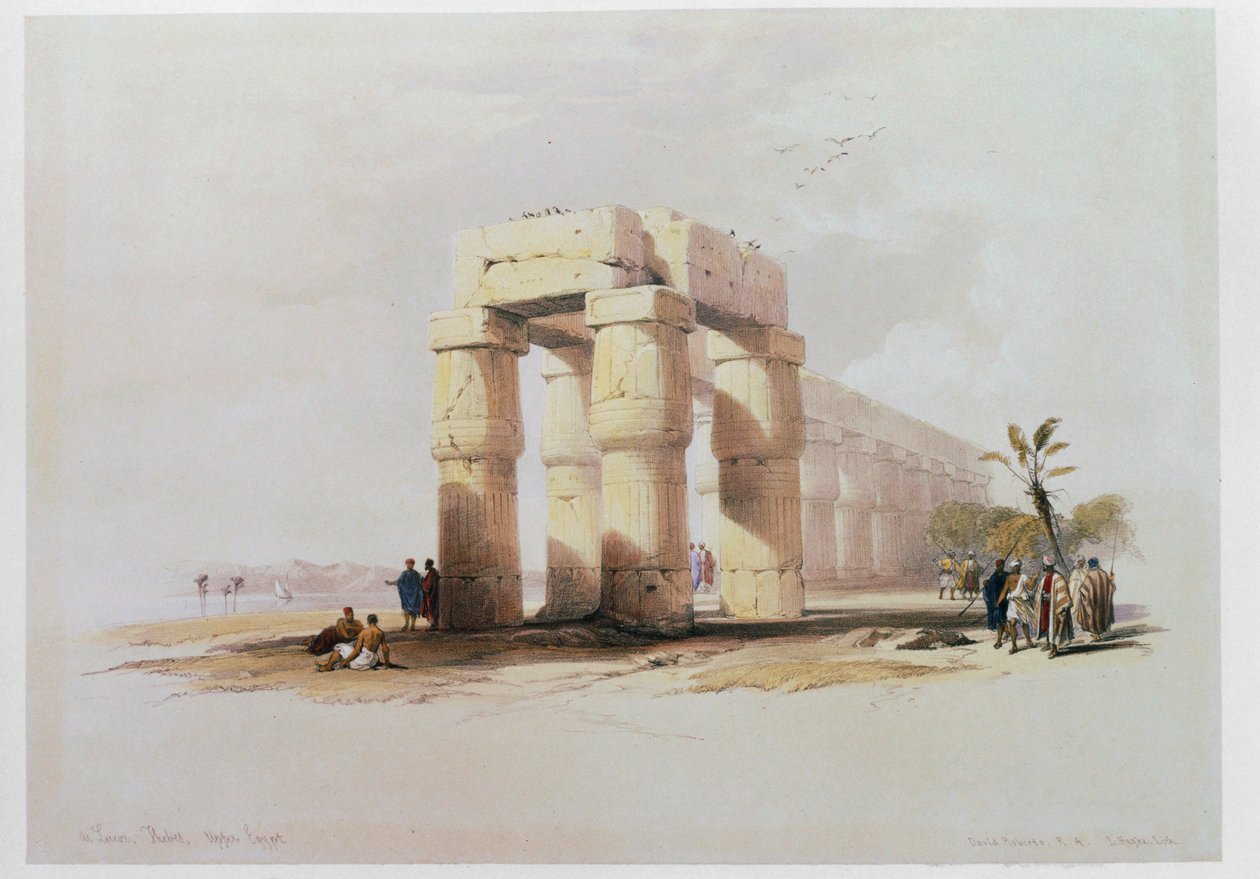 Ansicht von Luxor, Theben mit der Kolonnade um den Hof des Tempels von Luxor von David Roberts
