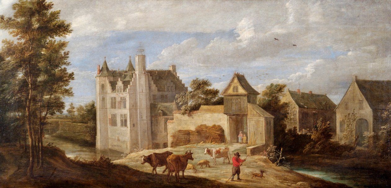 Blick auf das Haus des Künstlers De Dry Token nahe Perck von David Teniers II