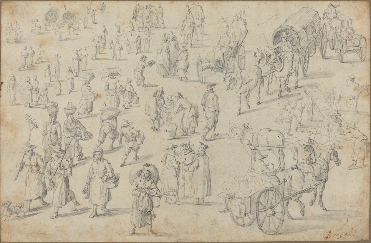 Studien von Marktfiguren von David Teniers the Younger