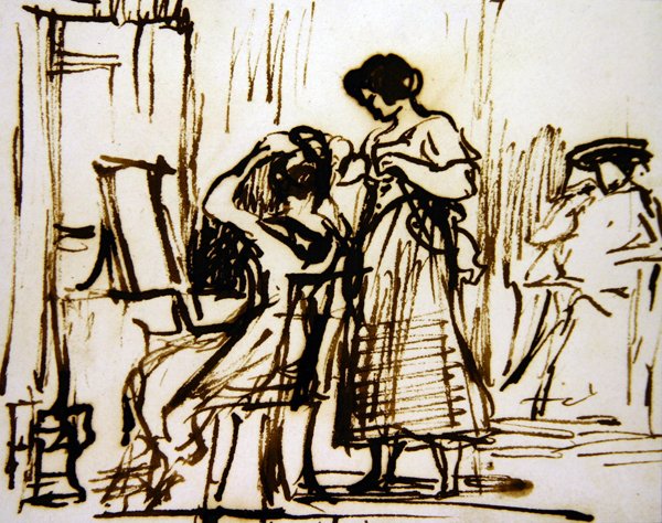Ein Innenraum mit einer Frau, die ihr Haar frisiert von David Wilkie
