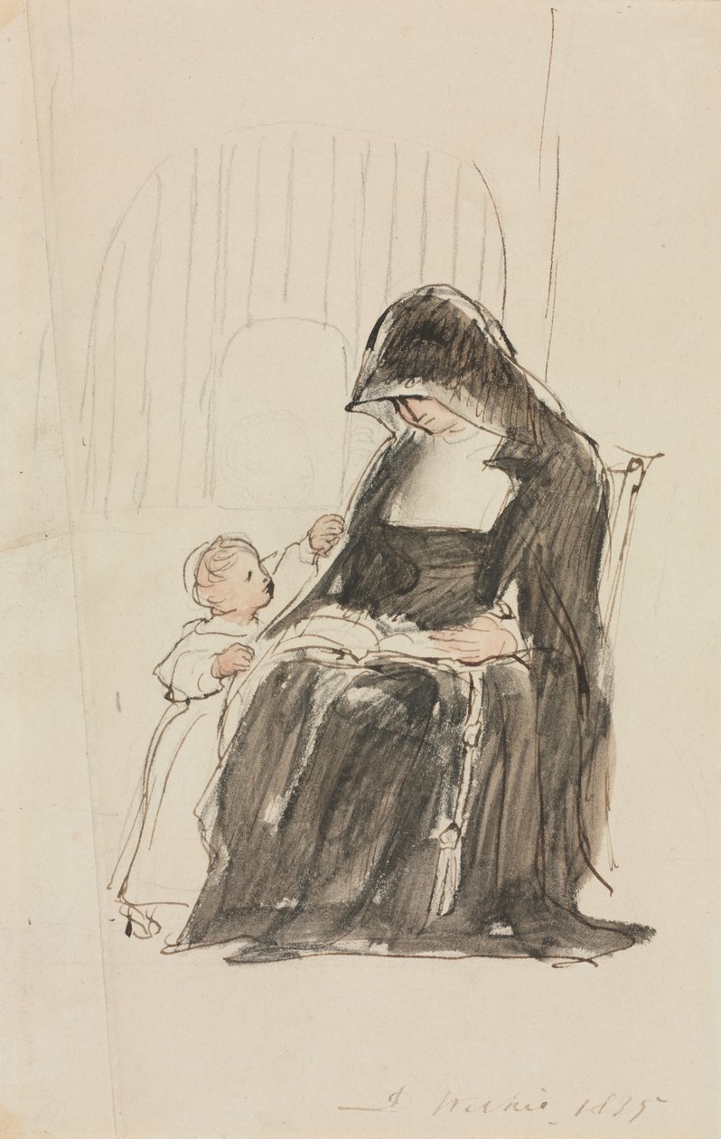 Nonne liest einem Kind vor von David Wilkie