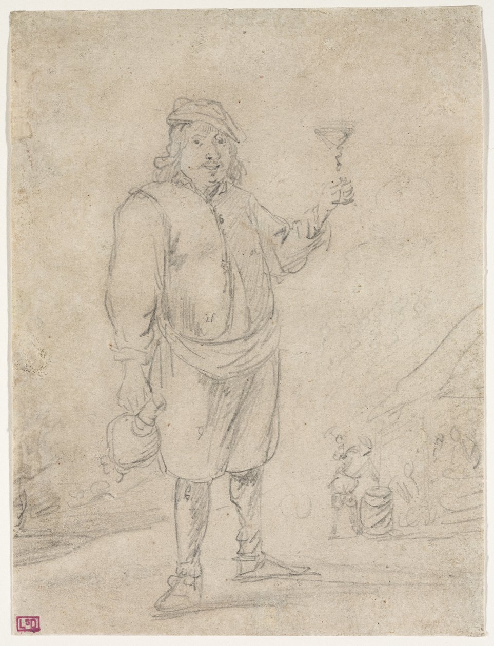 Bauer hebt ein Glas Wein, ca. 1644 von David Teniers the Younger