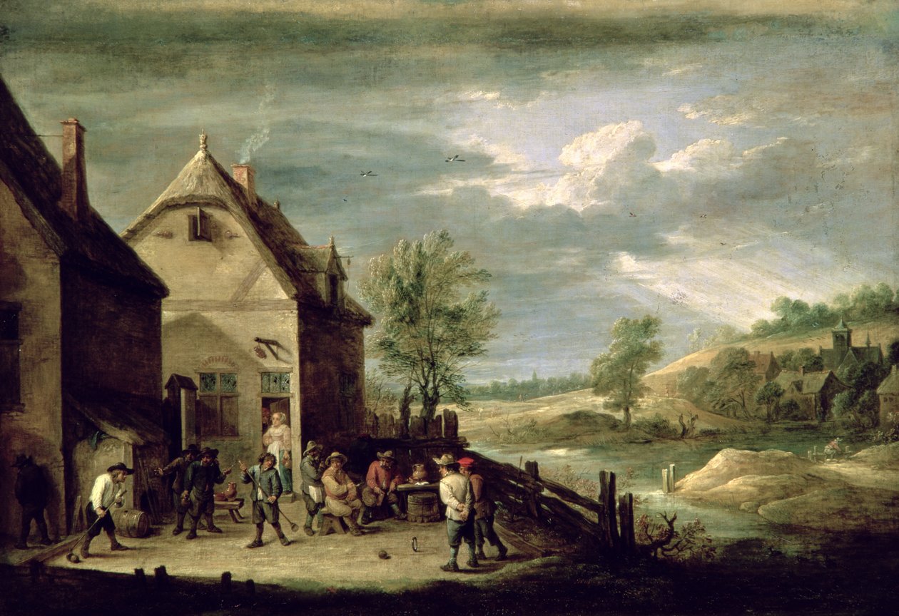 Bauern spielen Boules von David Teniers the Younger