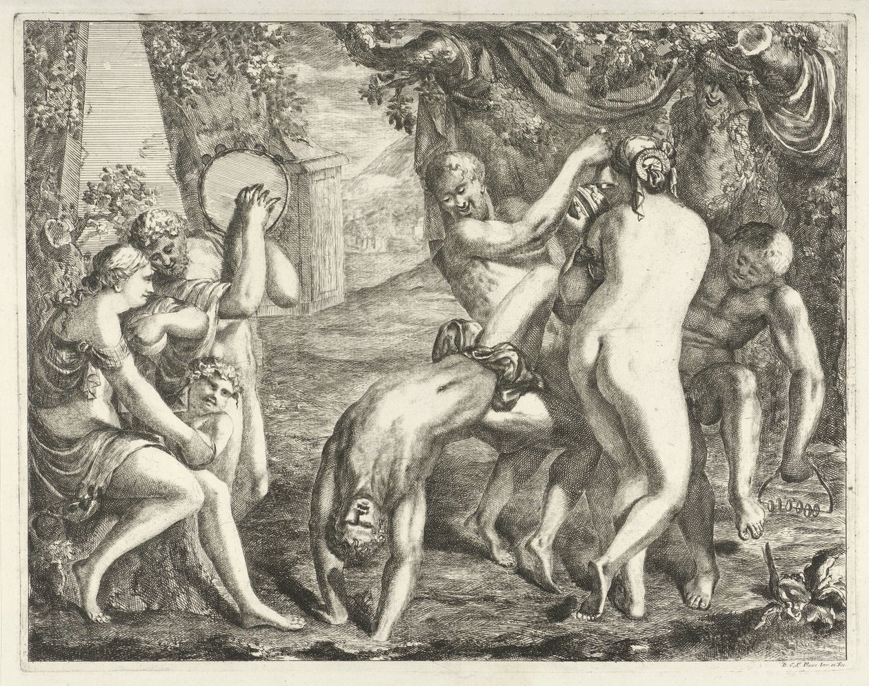 Landschaft mit einem Bacchanal von David van der Plas