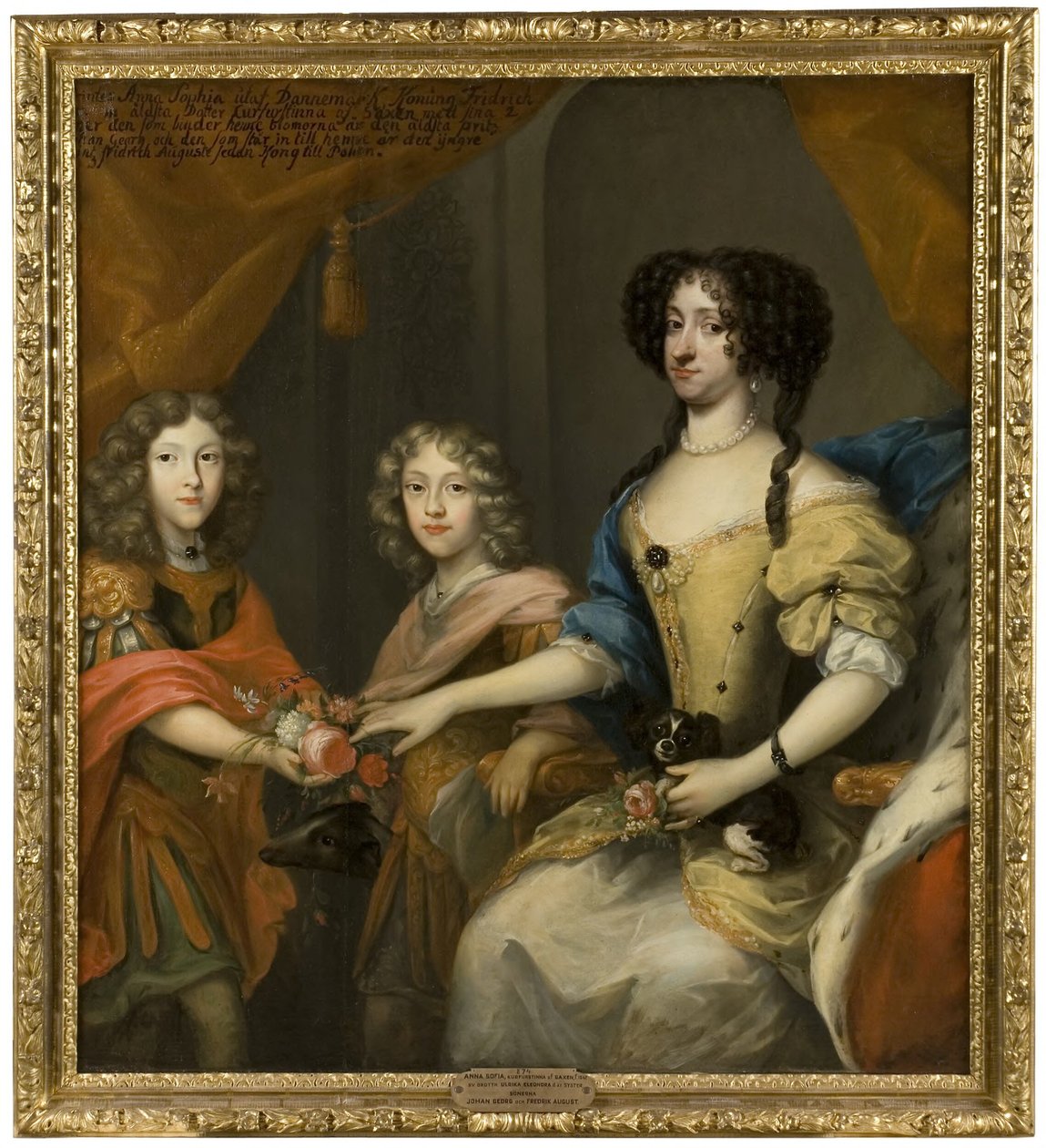 Anna Sofia, 1647-1717, Prinzessin von Dänemark, Kurfürstin von Sachsen, ihre Söhne Johann Georg IV, 1668-1697, Kurfürst von Sachsen, Friedrich August I / August II der Starke, 1670-1733, Kurfürst von Sachsen, König von Polen von David von Krafft