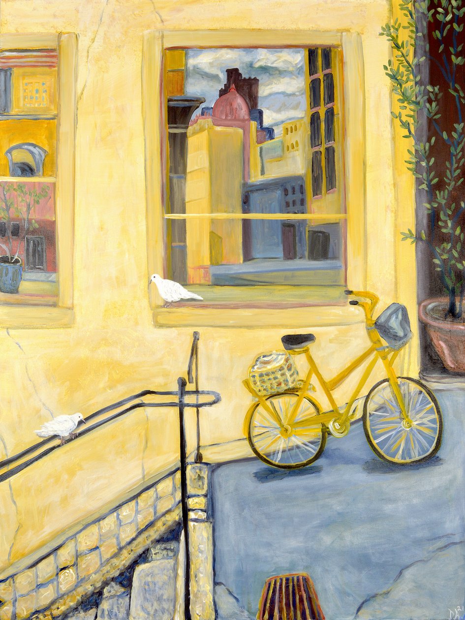 Gelbes Fahrrad, 2022 von Deborah Eve Alastra