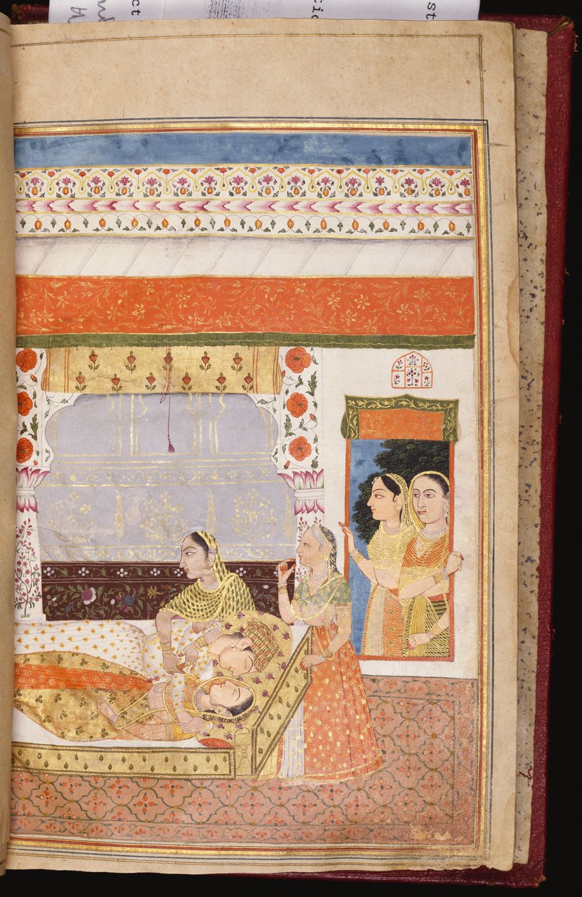 Eine hinduistische Liebesgeschichte von Manshar und Madh, ca. 1730 von Deccani School