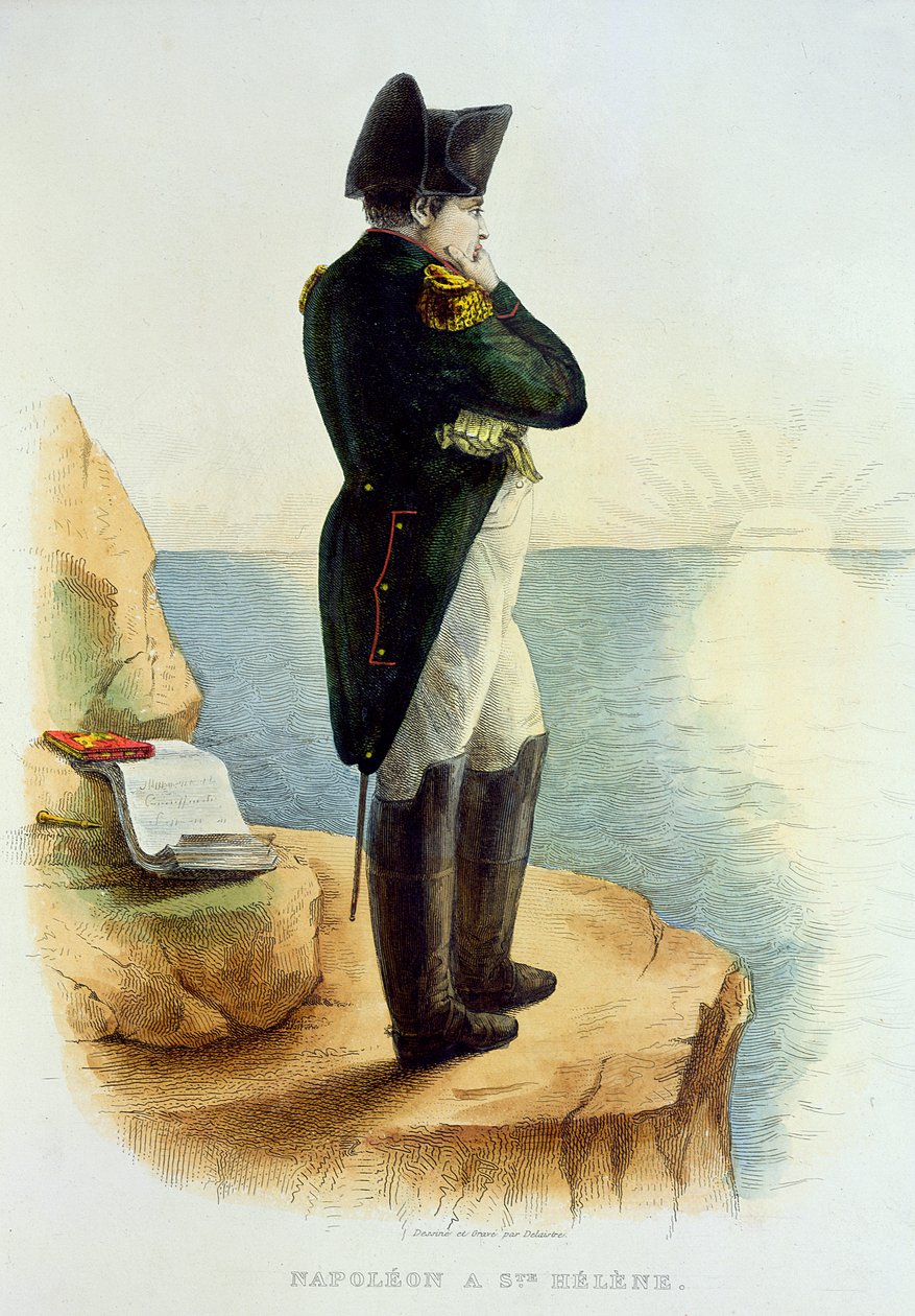 Napoleon auf der Insel St. Helena, Illustration aus Le Plutarque Francais von E. Mennechet, graviert von Delaistre, 1835 von Delaistre