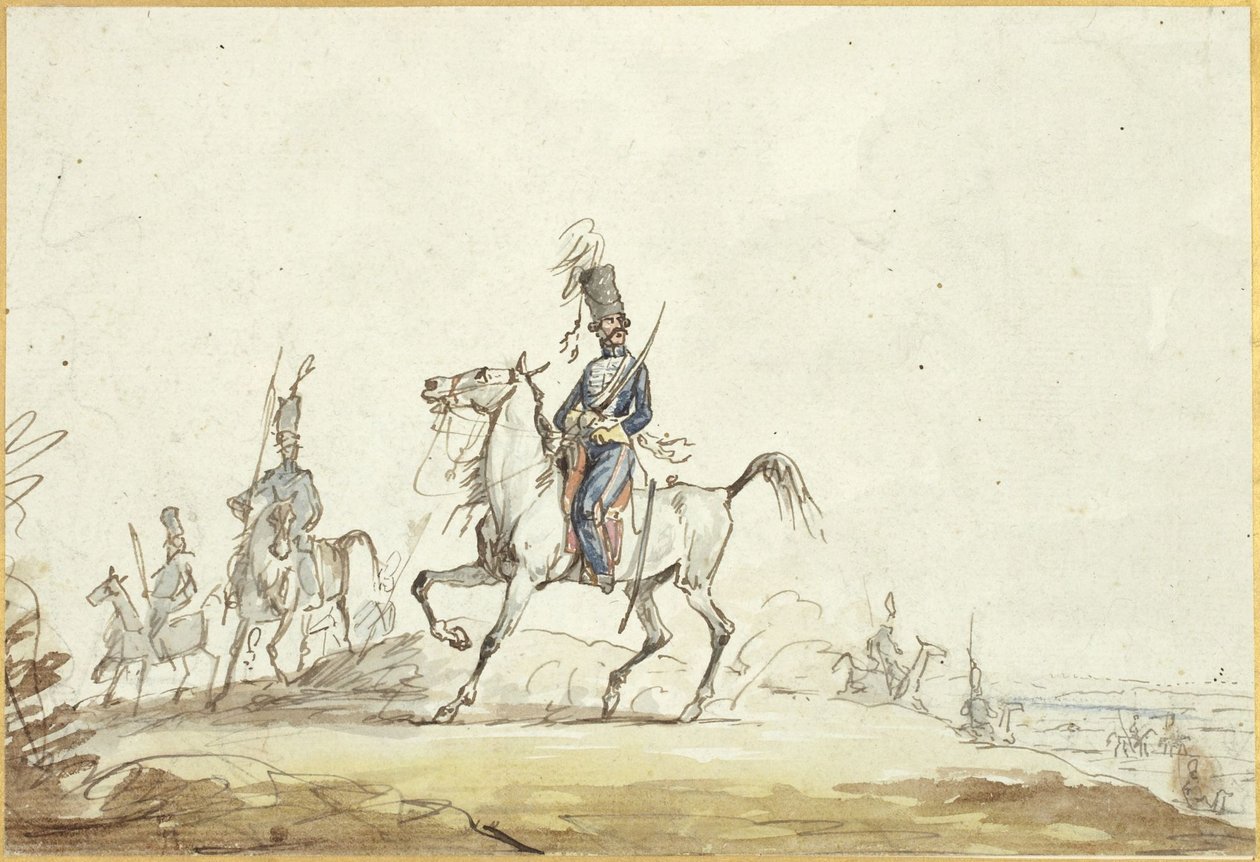 Kavalleristen auf einem Hügel von Denis-Auguste-Marie Raffet