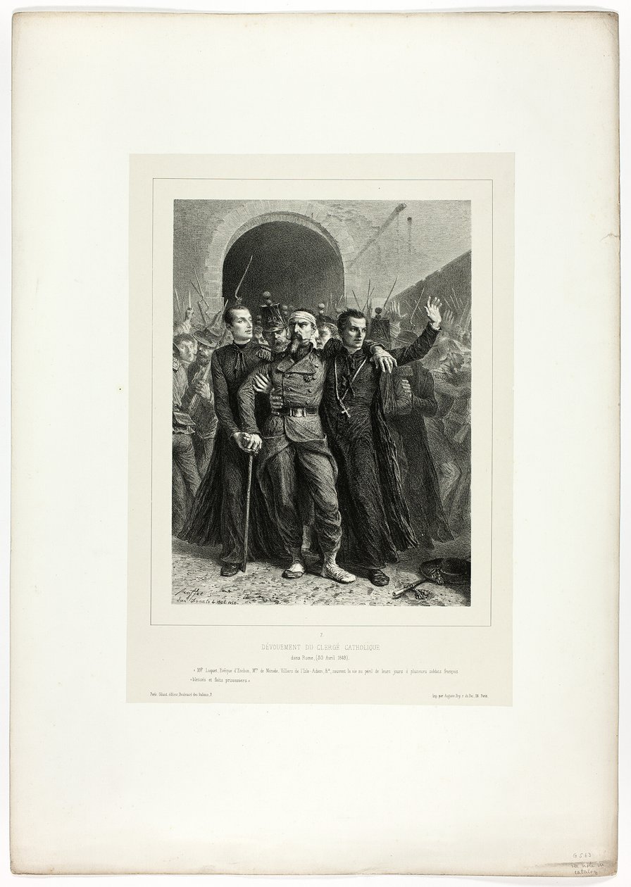 Hingabe des katholischen Klerus in Rom, 30. April 1849, aus Souvenirs d’Italie: Expédition de Rome von Denis Auguste Marie Raffet