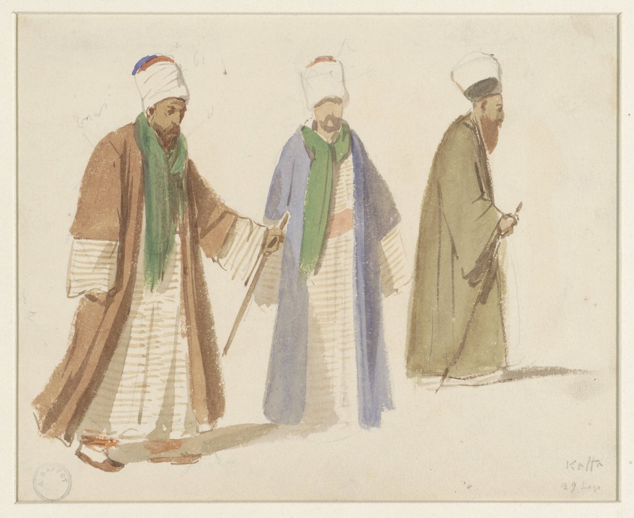 Kostümstudien von drei Derwischen in Kaffa von Denis-Auguste-Marie Raffet