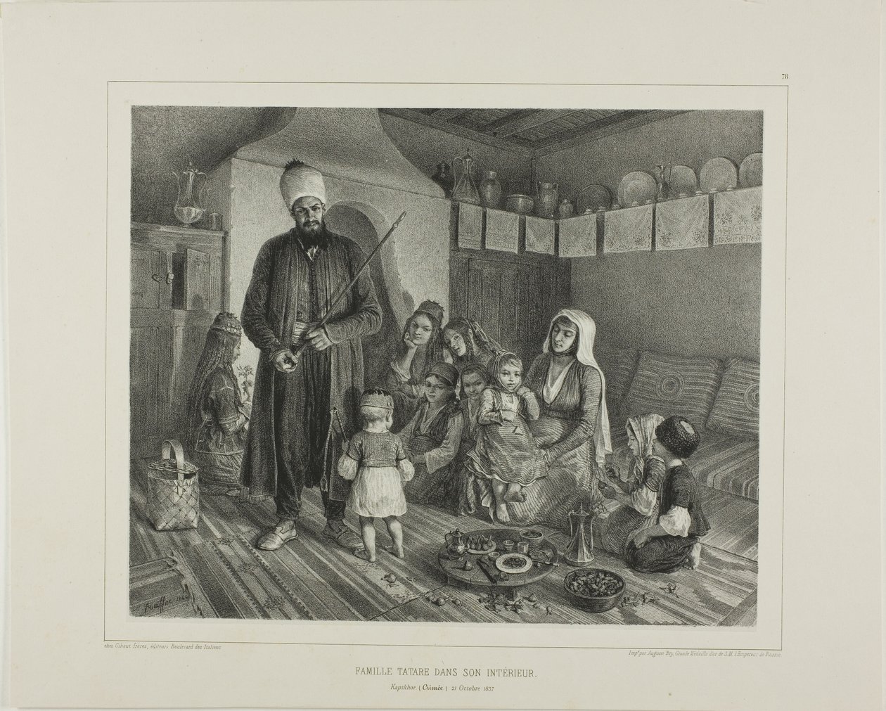 Tartar-Familie in ihrem Zuhause, Kapskhor, Krim, 21. Oktober 1837 von Denis Auguste Marie Raffet