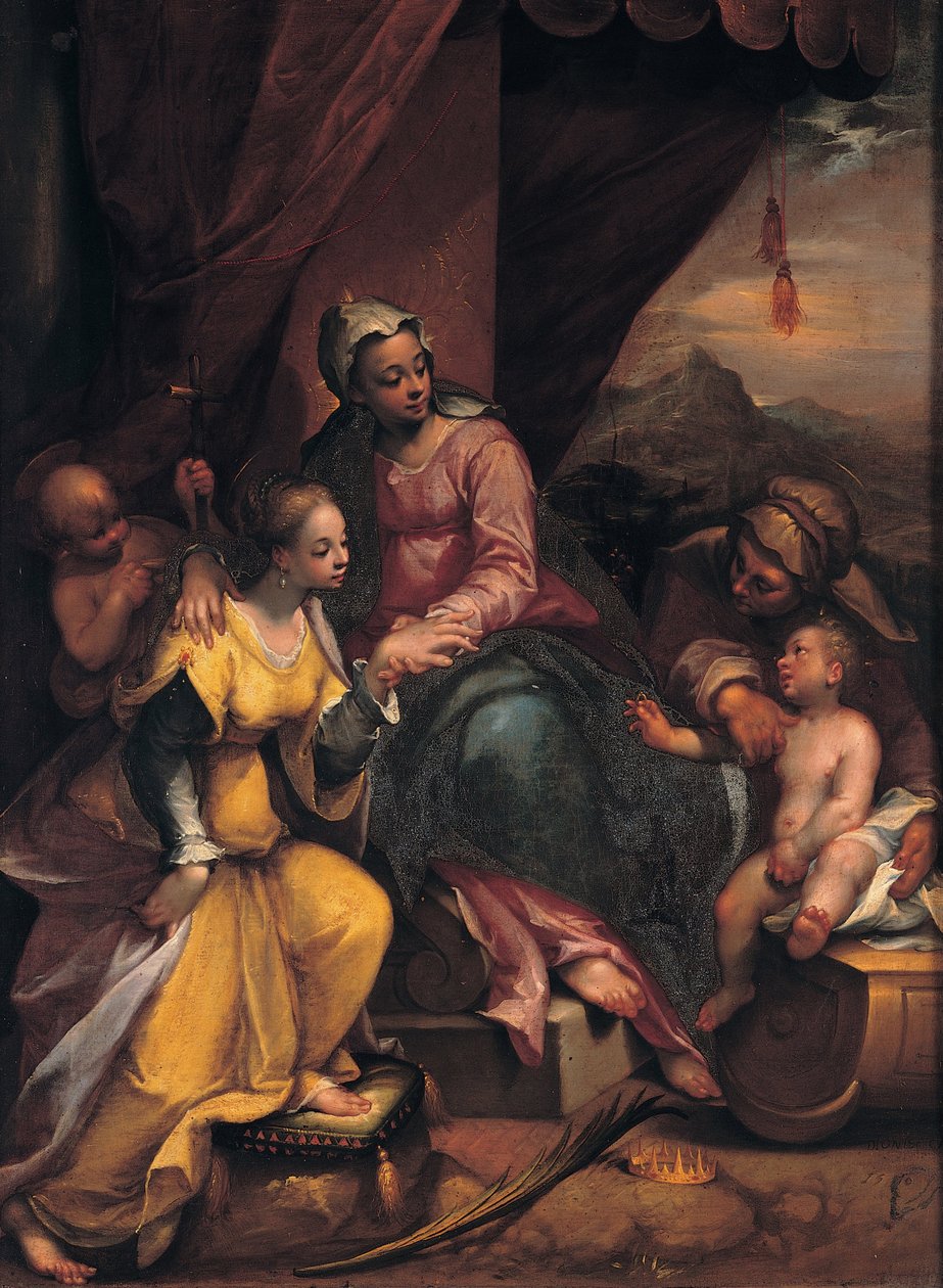 Die mystische Hochzeit der Heiligen Katharina, 1590 von Denis Calvaert