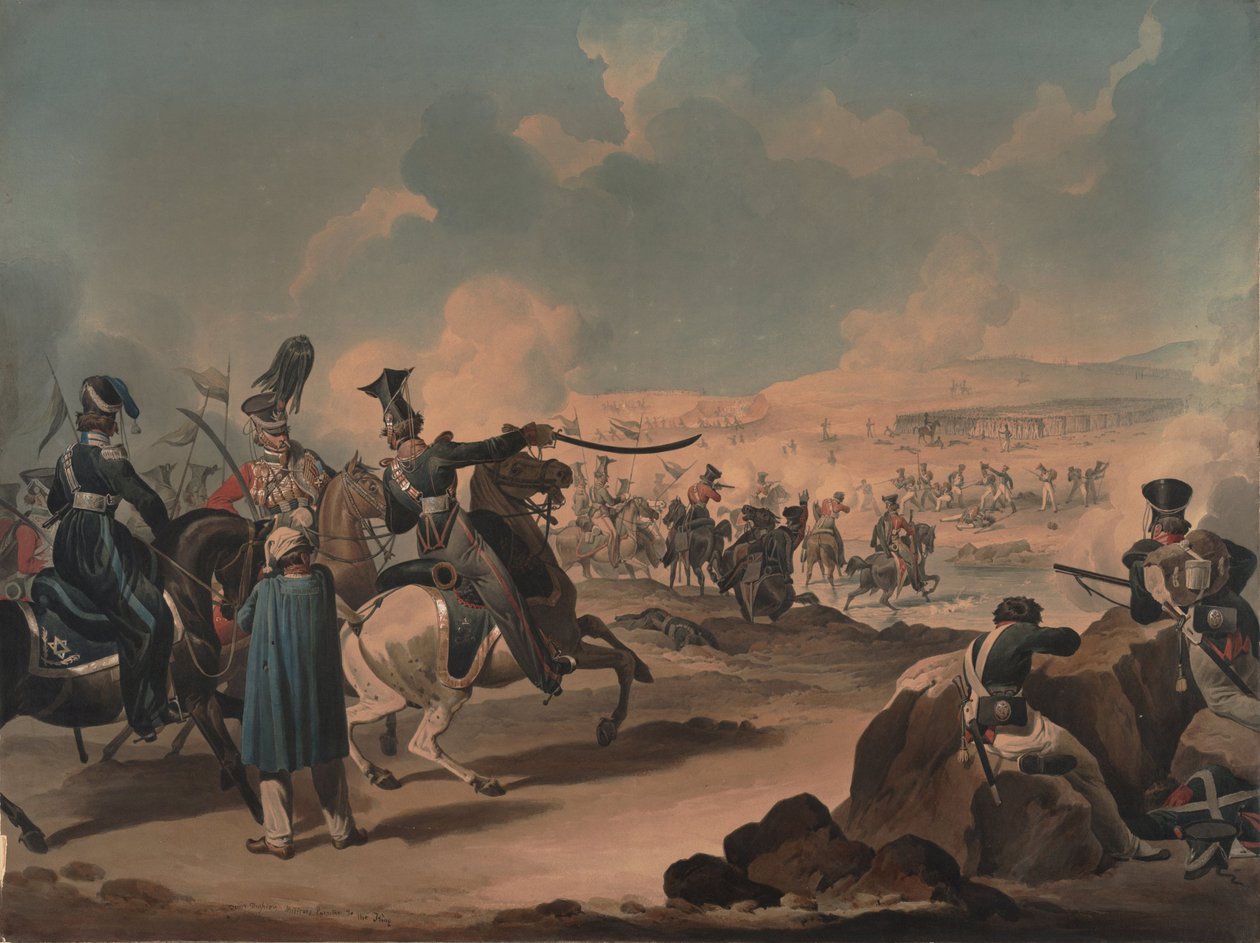 Russische Kavallerie greift französische Infanterie bei Borodino an, ca. 1813 von Denis Dighton