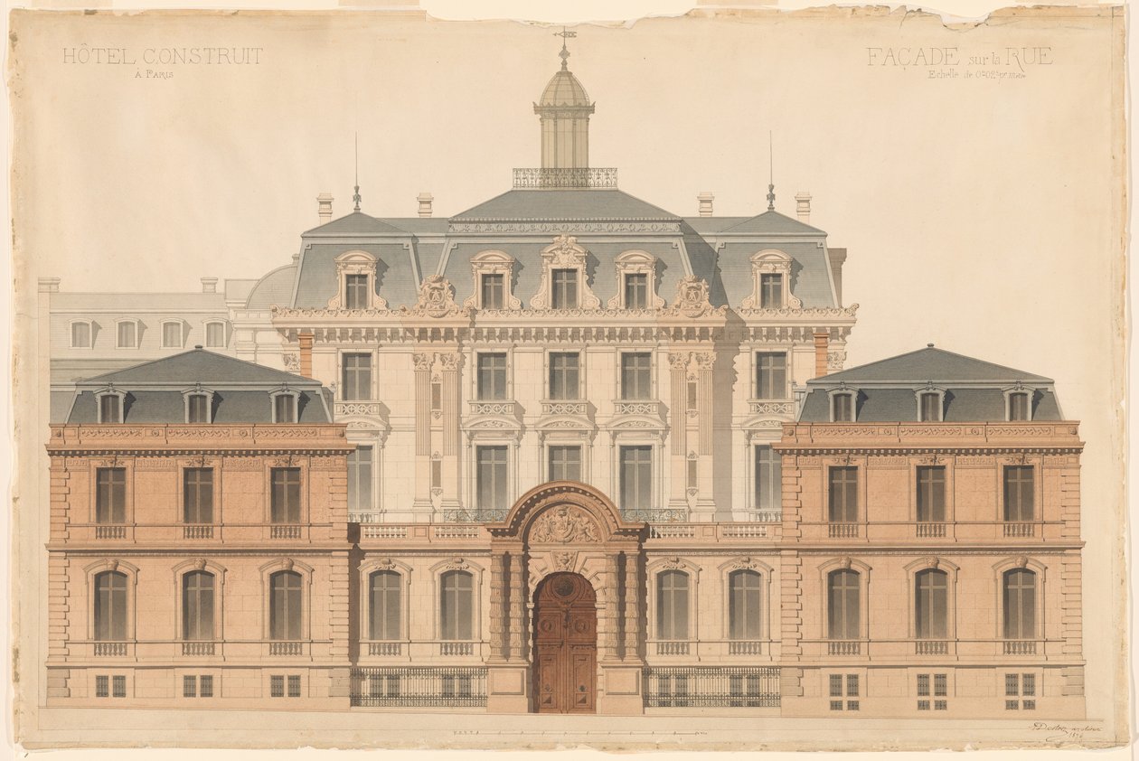 Präsentationszeichnung des Hôtel de Camondo von Denis Louis Destors