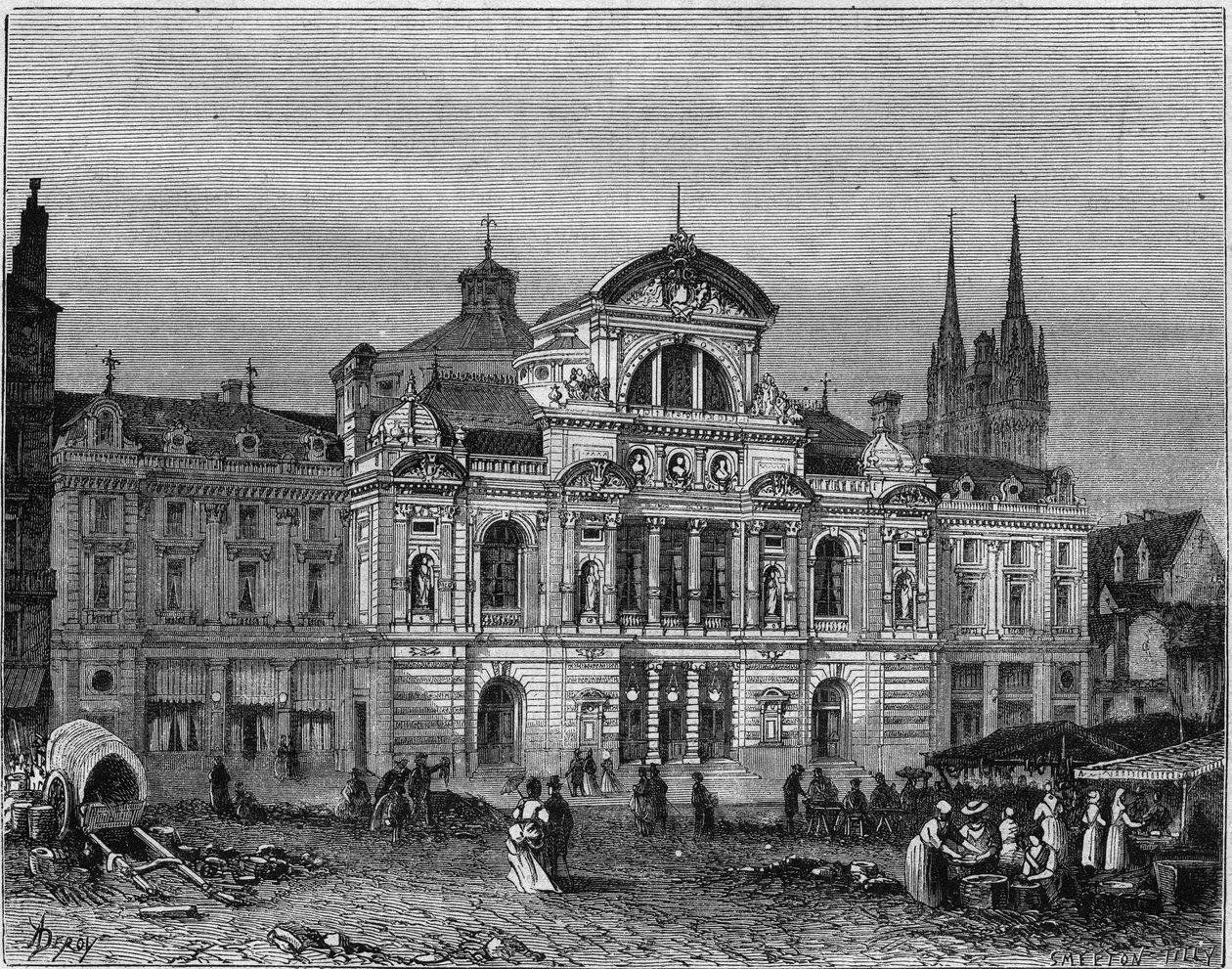 Außenansicht des Grand Théâtre von Angers, fertiggestellt 1871 nach den Plänen des Architekten Lucien Botrel. Maine et Loire (49) von Deroy (after)