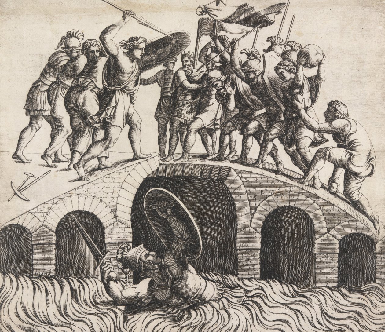 Horatius Cocles rettet sich schwimmend, 16. Jahrhundert von Diana Mantuana