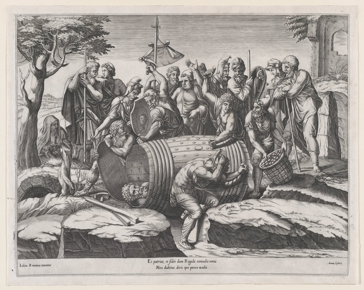 Speculum Romanae Magnificentiae: Marcus Atilius Regulus in einem Fass von Diana Mantuana