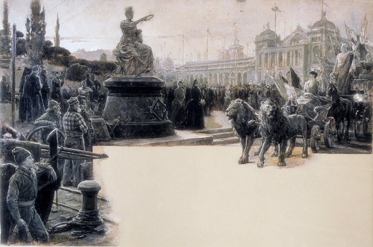 Allegorie der Weltausstellung in Barcelona 1888, Illustration von Dionis Baixeras y Verdaguer (1862-1943) von Dionisio Baixeras Verdaguer