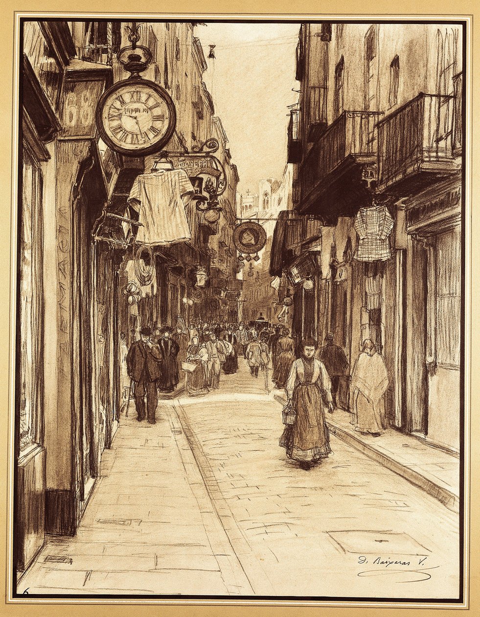 Plateria-Straße in Richtung Engelsplatz, Barcelona von Dionisio Baixeras Verdaguer