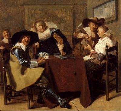 Eine elegante Kartenspielgesellschaft von Dirck (attr. to) Hals
