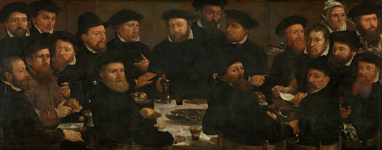 Bankett von achtzehn Amsterdamer Wachen der Truppe L, bekannt als "Die Barschesser", 1566 von Dirck Barendsz