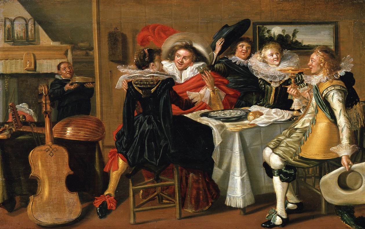 Interieur mit fröhlicher Tischgesellschaft von Dirck Hals