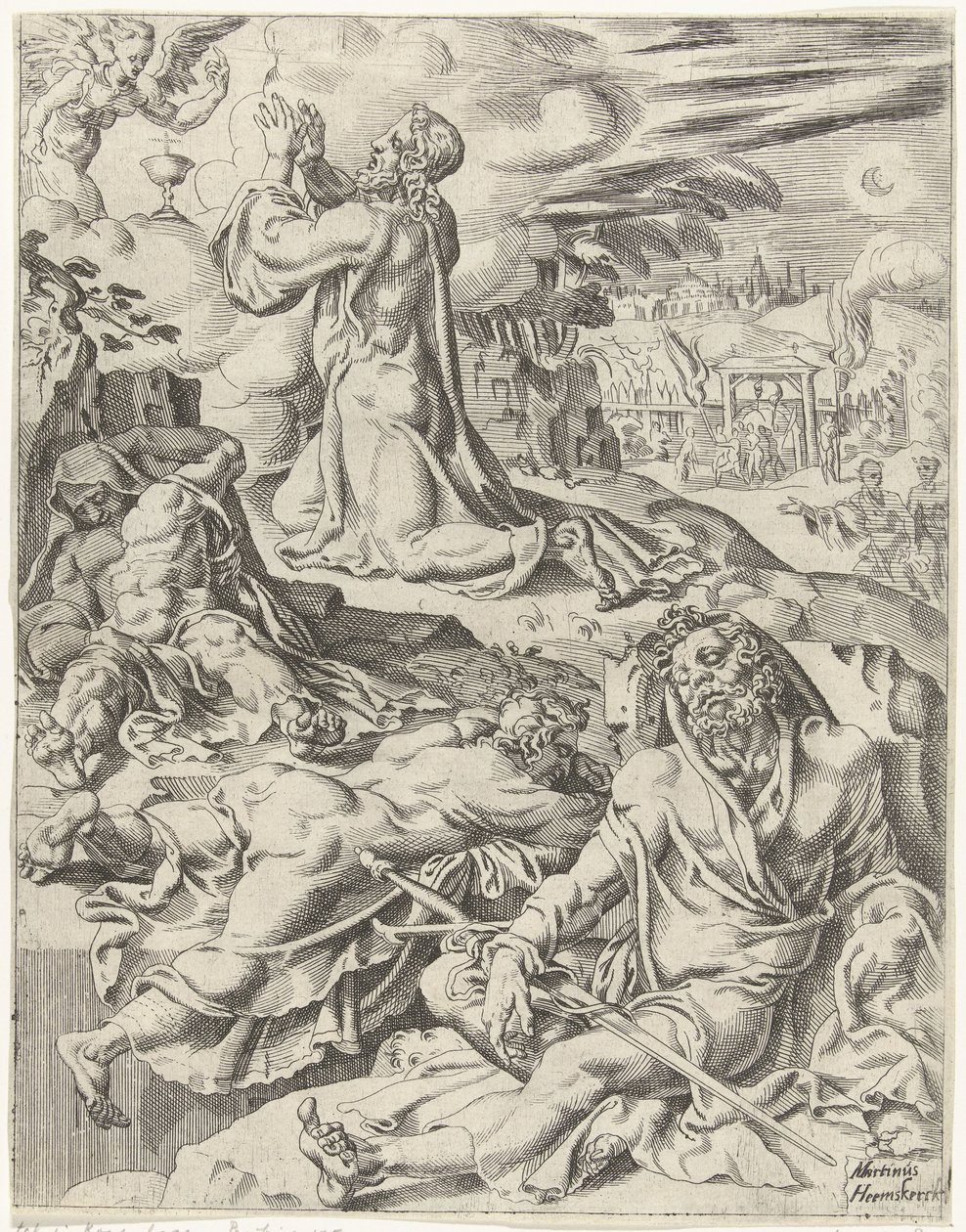 Christus im Garten Gethsemane (Val und die Erlösung der Menschheit durch das Leben und die Passion Christi) von Dirck Volckertsz. Coornhert (attributed to)
