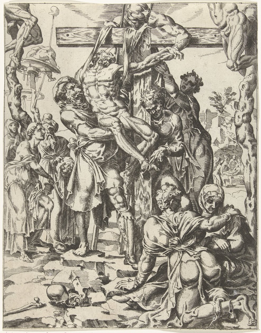 Kreuzabnahme von Dirck Volckertsz. Coornhert (attributed to)