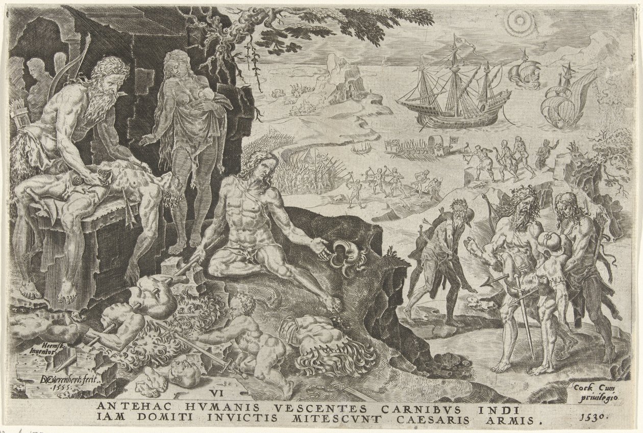 Kaiserliche Truppen von Karl V. fallen Zentralamerika ein, 1530 (Overwinningen van Karel V) von Dirck Volckertsz. Coornhert