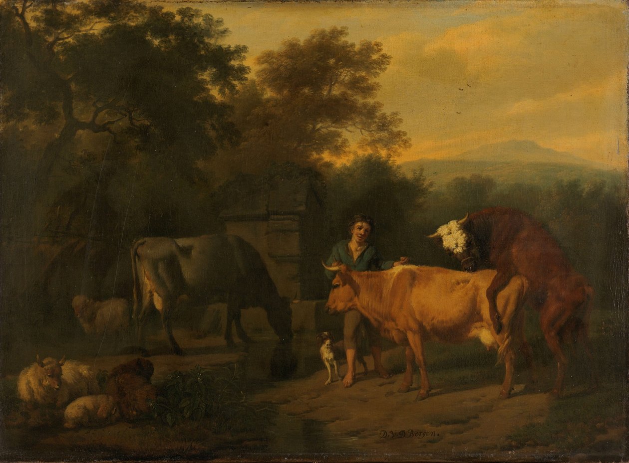 Landschaft mit Hirte und Vieh von Dirck van Bergen