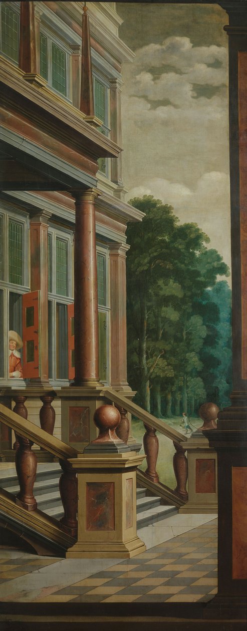Eine dekorative Sequenz: Eine Außentreppe von Dirck van Delen