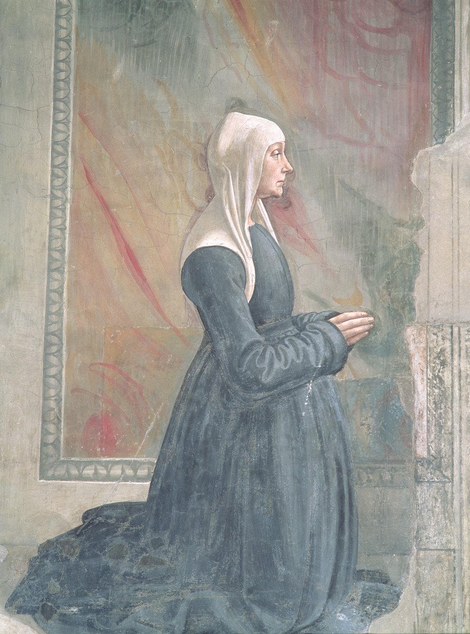 Porträt eines weiblichen Mitglieds der Familie Sassetti, aus dem Zyklus des Heiligen Franziskus, Sassetti-Kapelle, 1483 von Domenico Ghirlandaio
