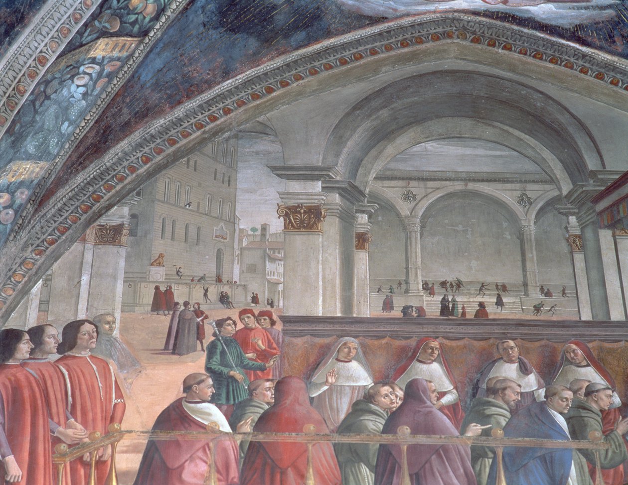 Die Loggia und Palazzo della Signoria, Sassetti-Kapelle (Detail) von Domenico Ghirlandaio