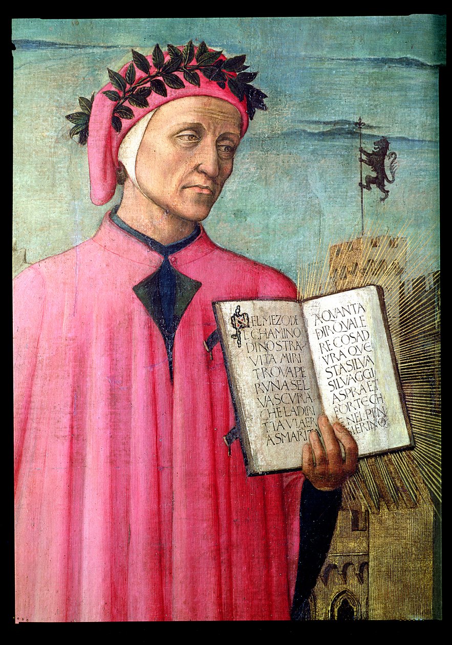 Dante liest aus der Göttlichen Komödie (Detail) von Domenico di Michelino
