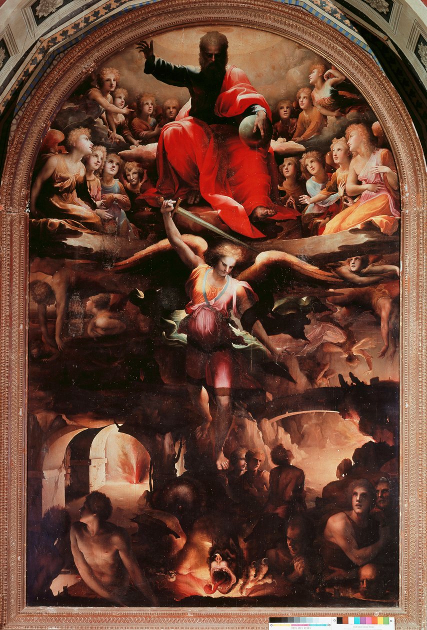 Der Erzengel Michael vertreibt die rebellischen Engel von Domenico Beccafumi